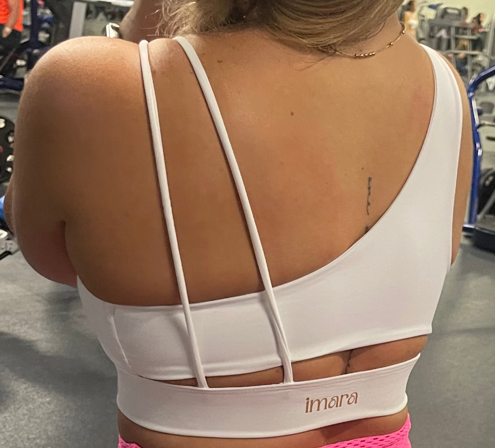 Asymetric White Sports Bra